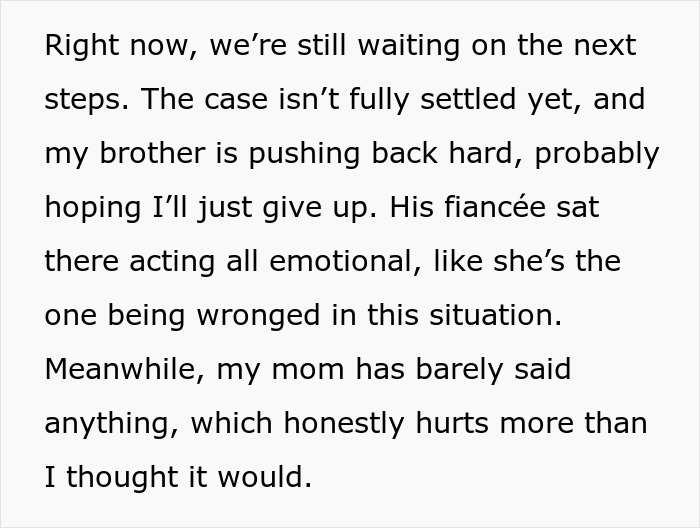 Text describing a family feud over a family heirloom and ongoing court case.