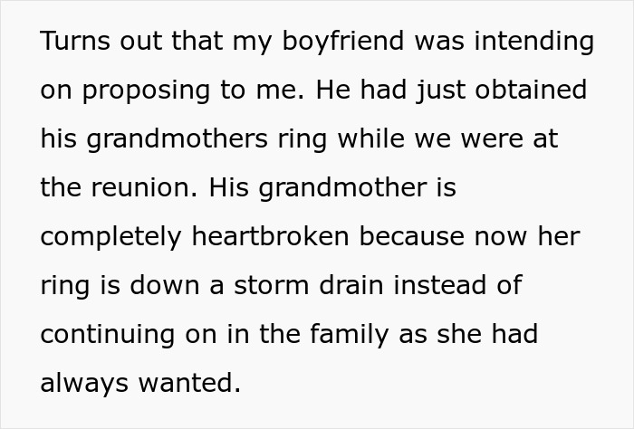 Text about a lost grandmother's heirloom ring, highlighting emotional impact on family. Text about a lost grandmother's heirloom ring, highlighting emotional impact on family.