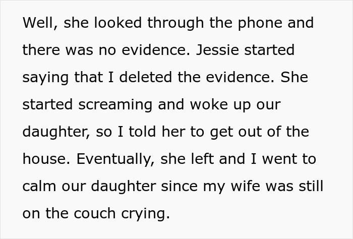 Text about infidelity accusations, a husband calming his daughter while wife cries on couch. Text about infidelity accusations, a husband calming his daughter while wife cries on couch.