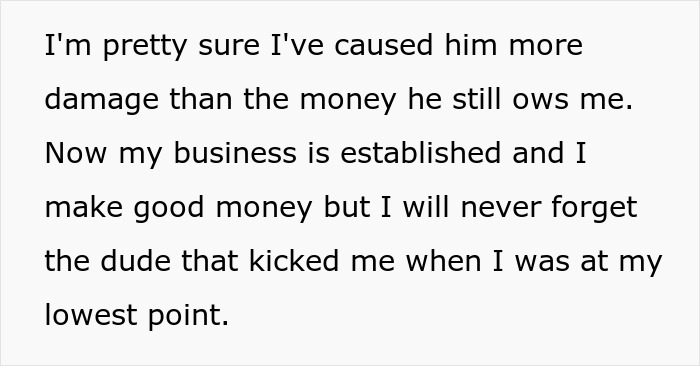 Text about extracting revenge from a client who didn't pay.