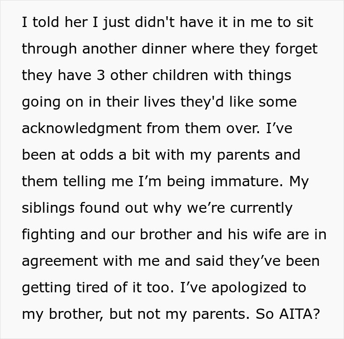 Sibling Fed Up With Parents&rsquo; Favoritism Towards Bro, Leaves Gathering And Exposes Toxic Behavior