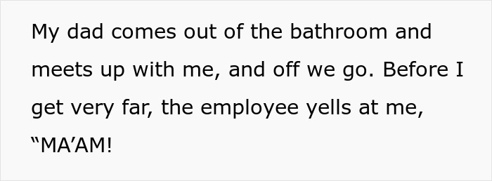 Text describing an encounter with a Walmart employee discussing mobility cart use.
