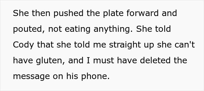 Text on a page discussing a teen's struggle with dinner preparations due to new allergy revelations from his sister-in-law. Text on a page discussing a teen's struggle with dinner preparations due to new allergy revelations from his sister-in-law.