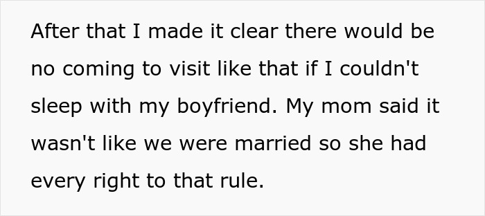 Text discussing a rule about sleeping arrangements with a boyfriend, emphasizing respect for house rules.