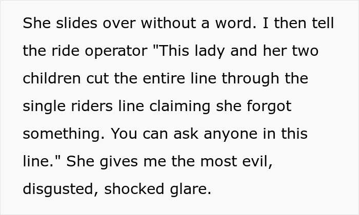 Mom&rsquo;s Line-Cutting Exploits Backfire As Whole Crowd Unites To Ensure Her Family Misses The Ride