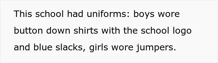 Text on a page describing school uniform dress code for boys and girls. Text on a page describing school uniform dress code for boys and girls.