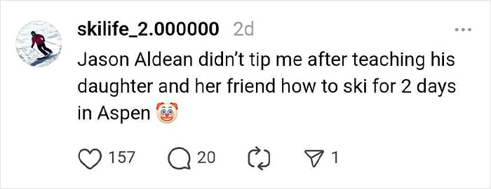 Ski instructor shares story about a celebrity encounter with no tip in Aspen.