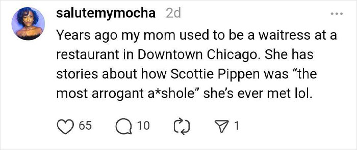 Social media post sharing a story about meeting a celebrity in Downtown Chicago, describing the encounter as negative.