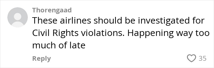 Comment on Civil Rights violations by airlines, highlighting increasing concerns. Comment on Civil Rights violations by airlines, highlighting increasing concerns.