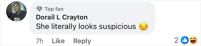 Comment reacting to school principal arrest with suspicion and disbelief emojis. Comment reacting to school principal arrest with suspicion and disbelief emojis.