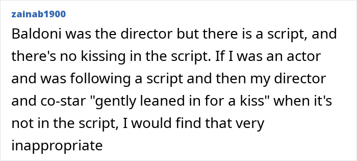 Text discussing the role of a director and script in a scene, related to intimacy coordinator opinion. Text discussing the role of a director and script in a scene, related to intimacy coordinator opinion.