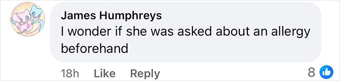 Comment about allergy related to girl's tragic incident with milkshake.