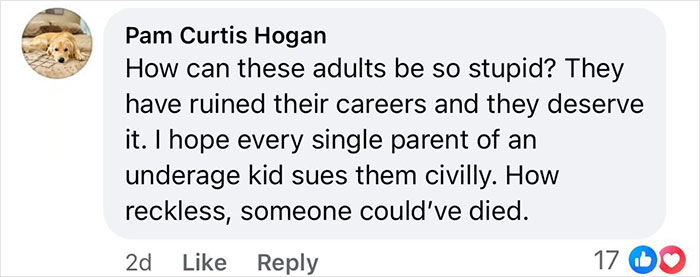 A comment expressing outrage over a school principal incident involving underage drinking at her home. A comment expressing outrage over a school principal incident involving underage drinking at her home.
