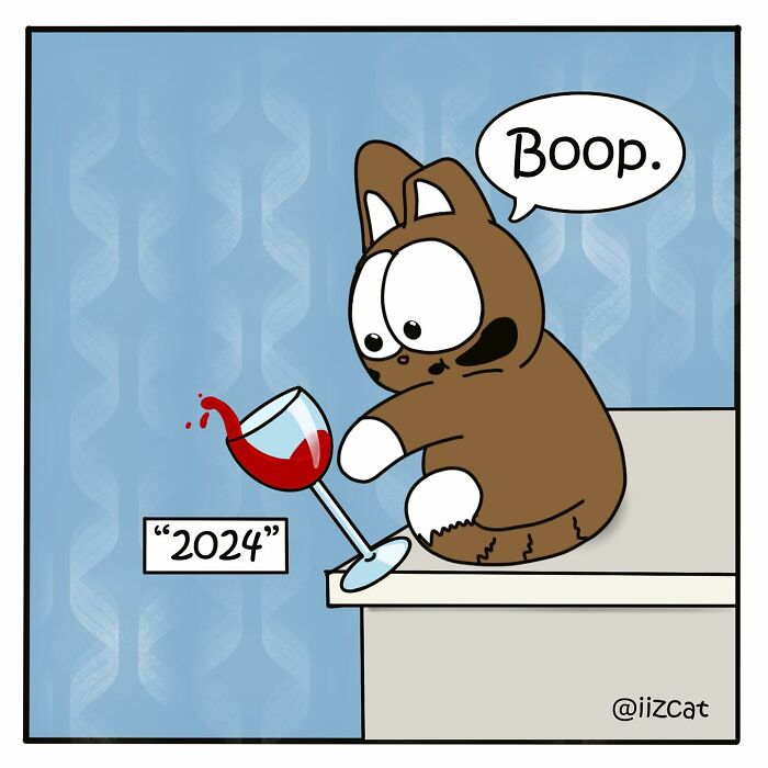 Illustration of a cat playfully tipping a wine glass off a table, symbolizing relatable cat moments for owners.
