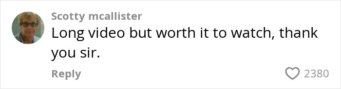 "User praises informative content on China, saying it's worth the watch, with 2380 likes.