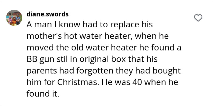 Text about a man uncovering a decades-old Christmas gift with his name during home reconstruction, sparking viral interest.