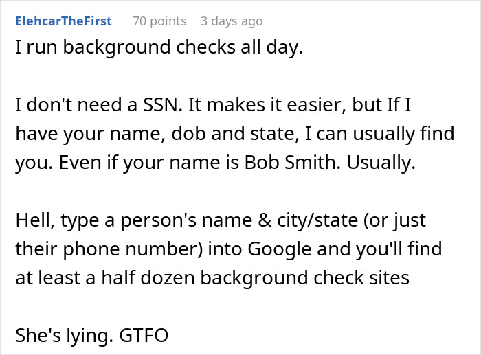Text discussing methods of conducting background checks without needing a Social Security number. Text discussing methods of conducting background checks without needing a Social Security number.