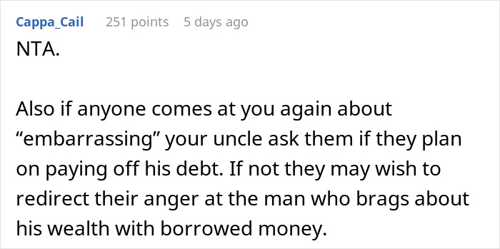 Person Confronts Uncle Over Unpaid Debt At Family Dinner, Celebration Turns Into Shock Person Confronts Uncle Over Unpaid Debt At Family Dinner, Celebration Turns Into Shock