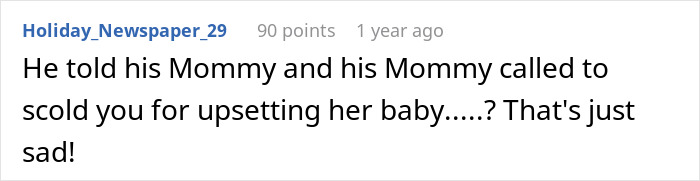 Text comment about a relationship issue involving a BF and GF, mentioning a mother&rsquo;s intervention.