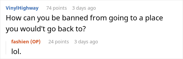 Reddit comments discuss a restaurant ban after tipping 10% for poor service. Reddit comments discuss a restaurant ban after tipping 10% for poor service.