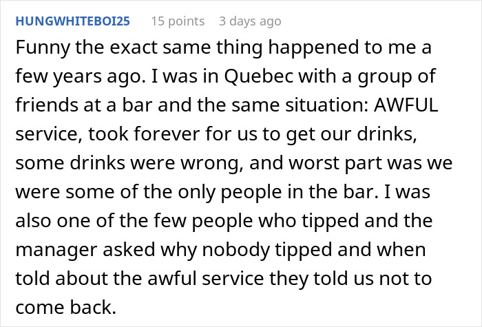 Text conversation about a customer's experience with bad service and being told not to come back after tipping. Text conversation about a customer's experience with bad service and being told not to come back after tipping.