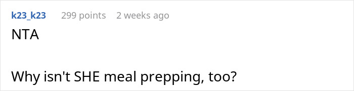 Reddit comment questioning meal prep roles, highlighting vegetarian wife and husband dynamics. Reddit comment questioning meal prep roles, highlighting vegetarian wife and husband dynamics.