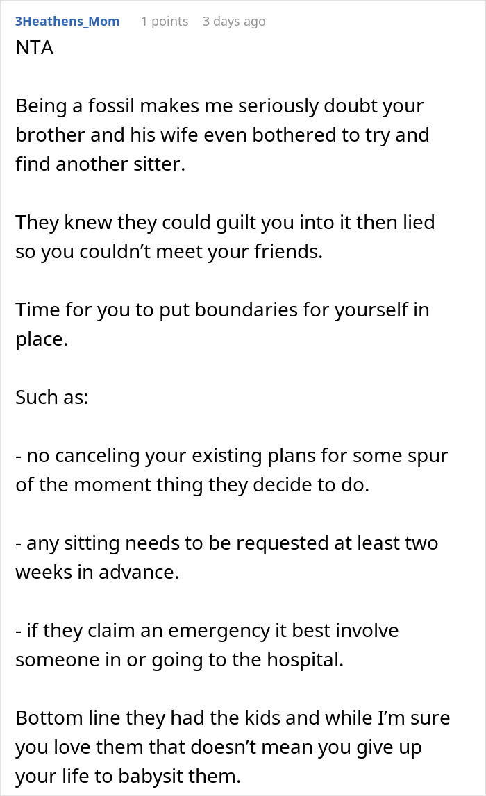 Guy Ruins New Year For Sister, Is Shocked She Refuses To Babysit His Kids Ever Again