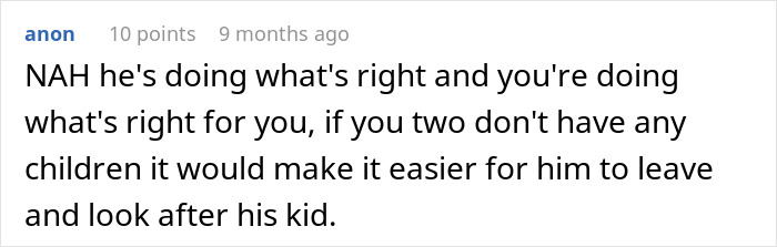 Comment discussing choices related to custody and relationships.
