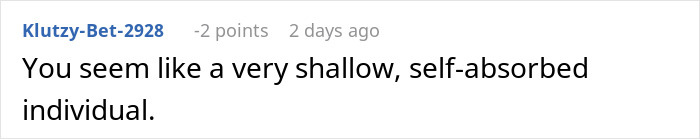 Reddit comment criticizing a self-absorbed individual. Reddit comment criticizing a self-absorbed individual.