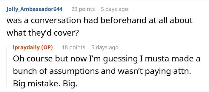 Teen joins friend on vacation, parents shocked by unexpected bill, conversation text exchange. Teen joins friend on vacation, parents shocked by unexpected bill, conversation text exchange.