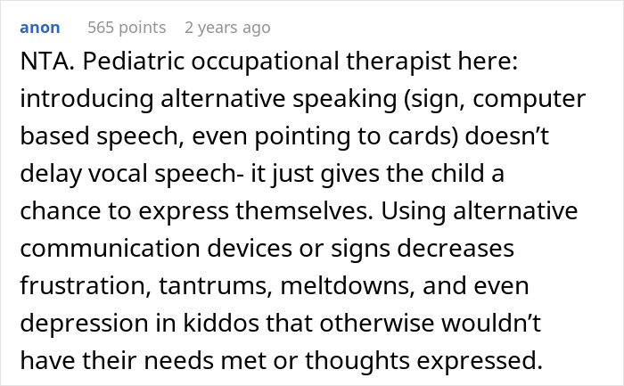 Reddit comment from a pediatric therapist discussing non-talkative children and alternative communication methods. Reddit comment from a pediatric therapist discussing non-talkative children and alternative communication methods.