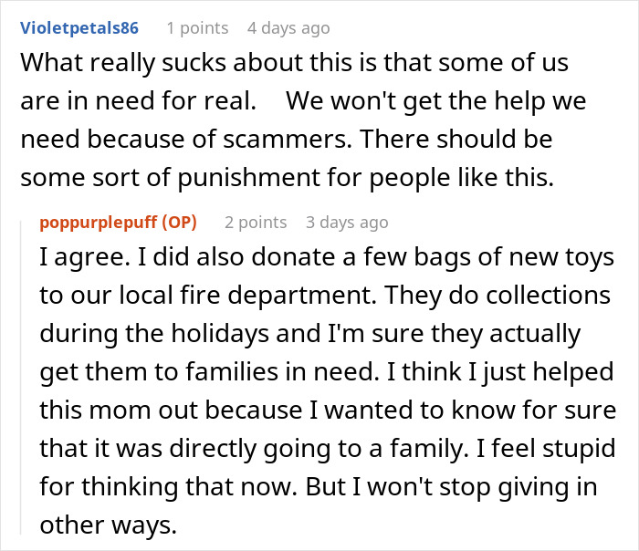Woman Learns A Harsh Lesson After Donating To A Struggling Family On Holiday
