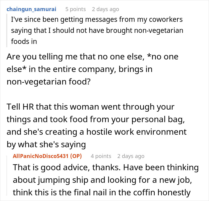 Discussion on vegetarian food theft and office conflict.