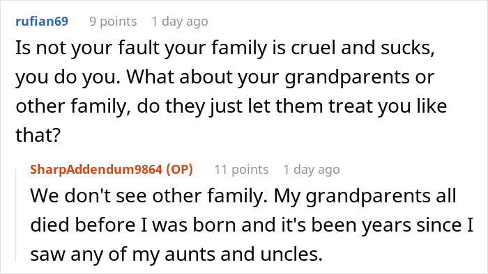 Image showing comments discussing a teen refusing parental babysitter expectations. Image showing comments discussing a teen refusing parental babysitter expectations.