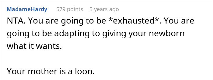 Reddit comment discussing "mom guilt" and new motherhood exhaustion.