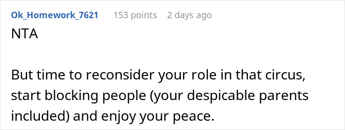 A comment discussing the bride's funny wedding speech and advising to block toxic family members. A comment discussing the bride's funny wedding speech and advising to block toxic family members.