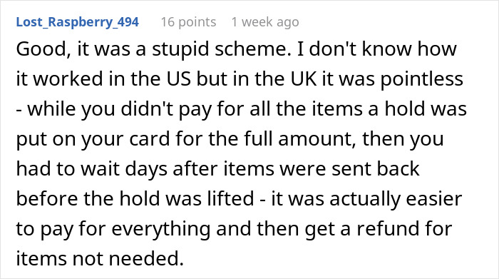 User comment criticizing Amazon’s “Try Before You Buy” service, discussing refund and payment issues. User comment criticizing Amazon’s “Try Before You Buy” service, discussing refund and payment issues.