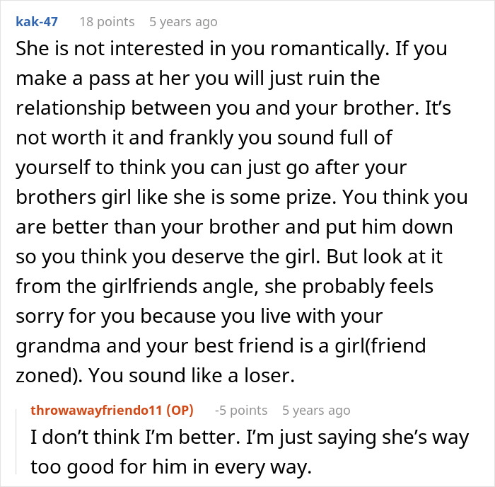 Man Thinks Brother’s Girlfriend Is Into Him, Learns The Hard Way She Isn’t: “You Need Therapy” Man Thinks Brother’s Girlfriend Is Into Him, Learns The Hard Way She Isn’t: “You Need Therapy”