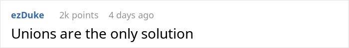 Comment suggesting unions as a solution for long work shifts and low bonuses. Comment suggesting unions as a solution for long work shifts and low bonuses.
