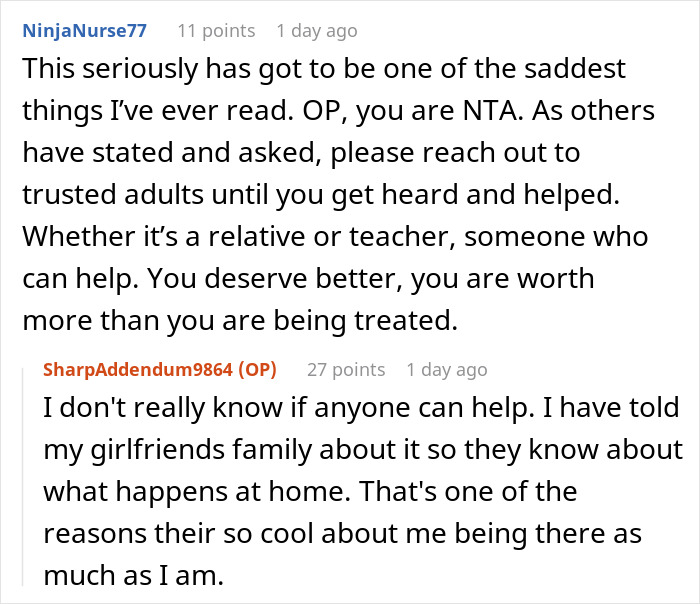 Teen discusses not being treated as a babysitter, seeking advice on trusted adults for support. Teen discusses not being treated as a babysitter, seeking advice on trusted adults for support.