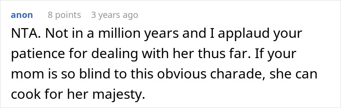 Comment discussing patience and dealing with a sister-in-law's allergy claims at family dinners. Comment discussing patience and dealing with a sister-in-law's allergy claims at family dinners.