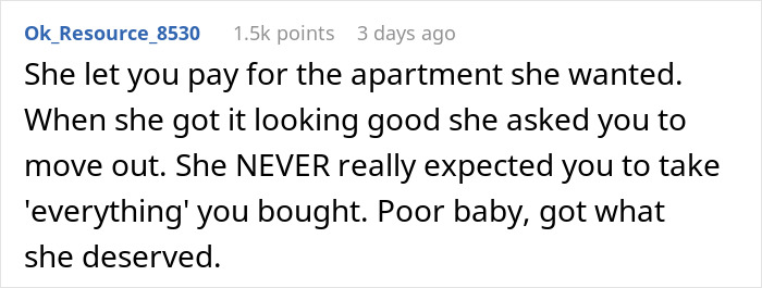Woman Is Mad After Roommate Takes Everything He Bought Upon Being Kicked Out, Gets A Reality Check Woman Is Mad After Roommate Takes Everything He Bought Upon Being Kicked Out, Gets A Reality Check