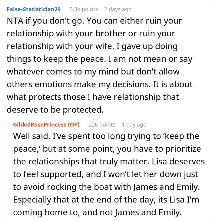 Reddit discussion about relationship choices and family dynamics concerning wedding inclusion.