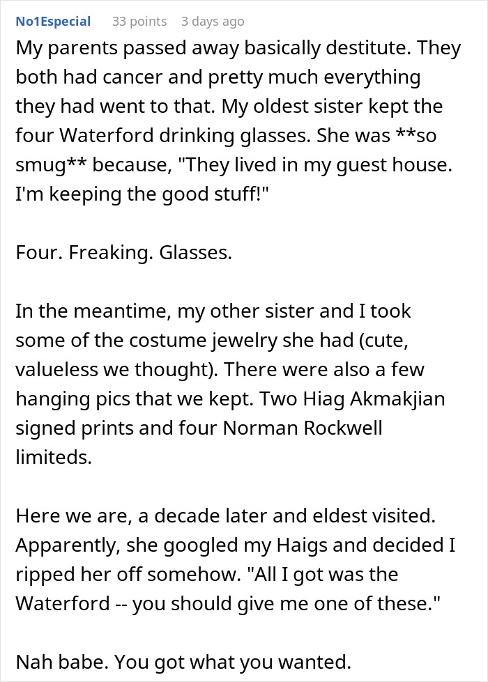 Text describing a woman hoarding heirlooms, unaware her son holds the true treasure. Text describing a woman hoarding heirlooms, unaware her son holds the true treasure.