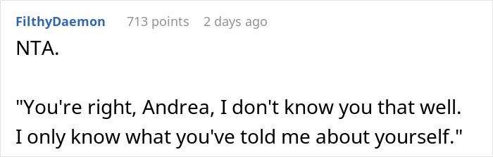 Reddit comment supporting a woman labeled "mean girl" and "ableist" for barring a kleptomaniac from her home. Reddit comment supporting a woman labeled "mean girl" and "ableist" for barring a kleptomaniac from her home.