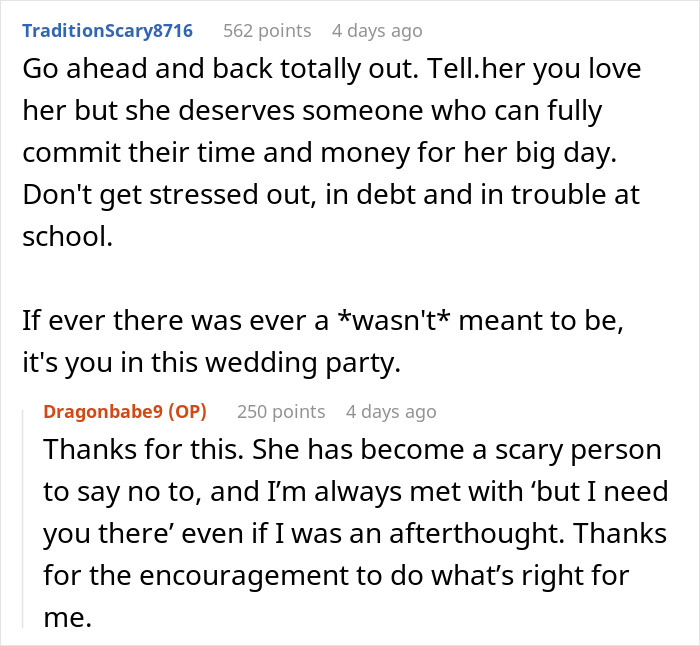 Text conversation discussing bachelorette mini-vacation drama and advice on handling wedding party stress.