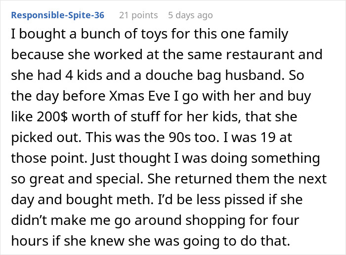 Woman Learns A Harsh Lesson After Donating To A Struggling Family On Holiday