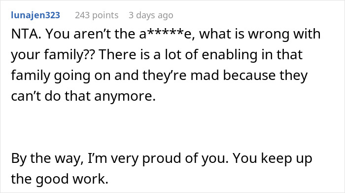 Supportive message about sobriety milestone, urging the woman to ignore her unsupportive family and stay strong. Supportive message about sobriety milestone, urging the woman to ignore her unsupportive family and stay strong.