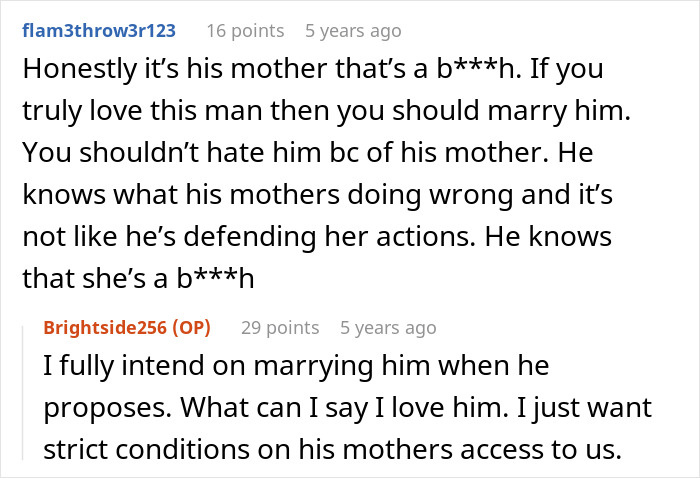 Reddit comments discussing relationship issues involving a mother and family dynamics. Reddit comments discussing relationship issues involving a mother and family dynamics.