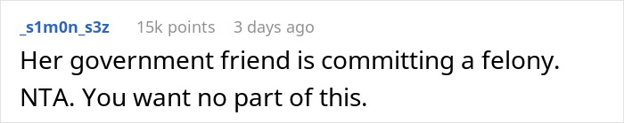 Comment warning about the risks of sharing a boyfriend's Social Security number for a background check. Comment warning about the risks of sharing a boyfriend's Social Security number for a background check.